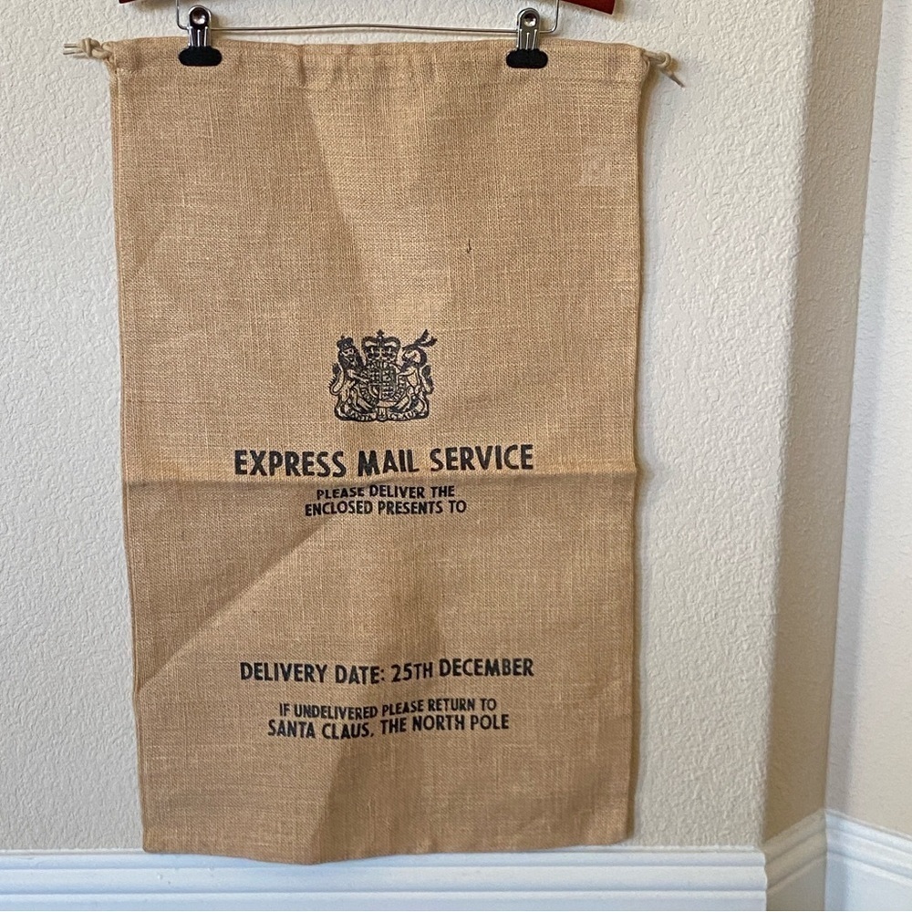 Harrow & Green Burlap Santa Bag for Holiday Gifts Size 31”X19”